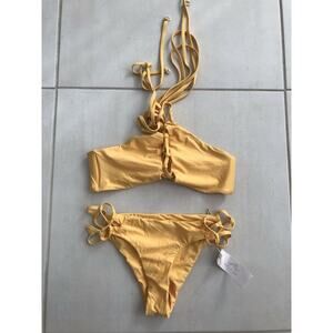 Kasa Kai Harley Swim Strappy Wrap Bikini Top Bottom Set Swimwear